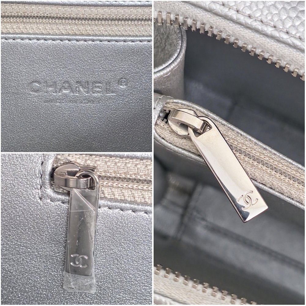 ✨️Excellent Condition Authentic CHANEL Silver Caviar Leather MEDIUM Vanity Bag - Picture 15 of 16